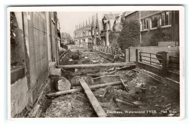 Zierikzee, Watersnood 1953 "Het Vrije", Verzamelen, Ansichtkaarten | Nederland, Gelopen, Zeeland, 1940 tot 1960, Verzenden