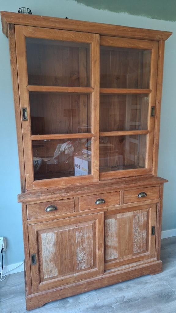 Teak houten buffetkast, Huis en Inrichting, Kasten | Buffetkasten, Ophalen, Gebruikt, 25 tot 50 cm, 200 cm of meer