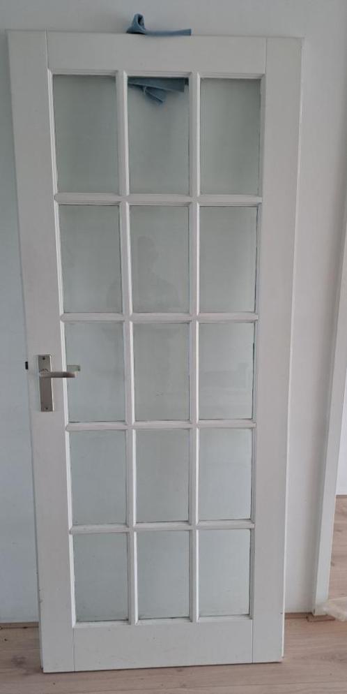 Binnendeur, Doe-het-zelf en Verbouw, Deuren en Horren, Gebruikt, Binnendeur, 200 tot 215 cm, 80 tot 100 cm, Glas, Hout, Ophalen