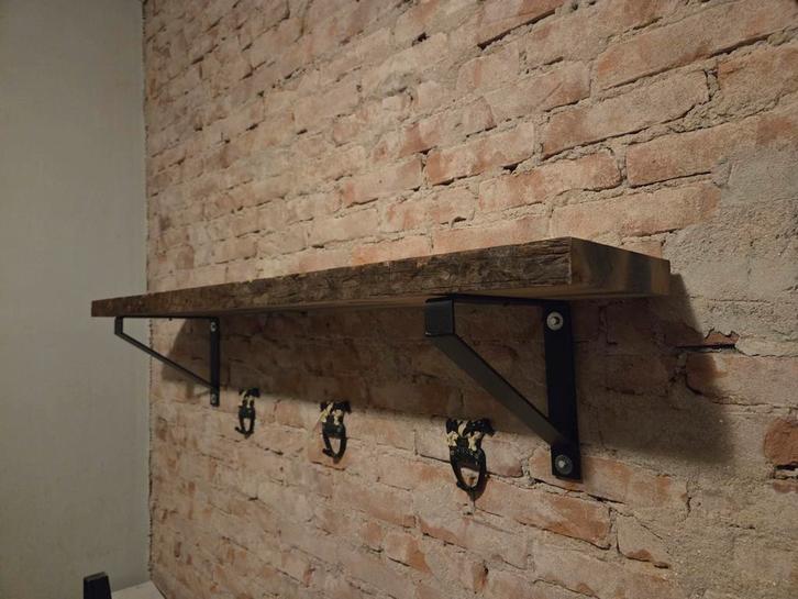 2 x stalen beugel + dikke eiken plank., Huis en Inrichting, Woonaccessoires | Kapstokken, Nieuw, Overige typen, Minder dan 100 cm