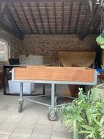 Industriële Kar met Houten Bak - Uniek Stuk Meubeldesign, Antiek en Kunst, Ophalen