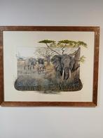 Olifanten, Ophalen of Verzenden, Zo goed als nieuw, Schilderij, 75 cm of meer