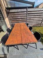 Robuuste tuintafel 200 x 94 cm incl. stoelen, Tuin en Terras, Tuinsets en Loungesets, Ophalen, Gebruikt, Hout