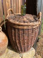 Brocante Franse gistfles in rieten mand - zeer gave staat, Antiek en Kunst, Ophalen of Verzenden