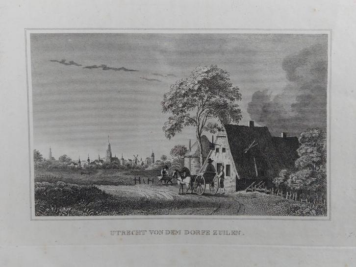 25 / Utrecht von dem dorfe Zuilen / gravure ca 1860, Antiek en Kunst, Kunst | Etsen en Gravures, Ophalen of Verzenden
