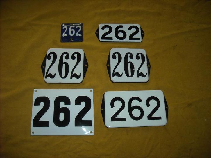 oud emaille huisnummer 262 ook 263 264 265 266 267 268 269 9, Antiek en Kunst, Antiek | Emaille, Ophalen of Verzenden