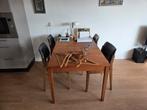 Vintage Deense uittrekbare eettafel jaren '60, Ophalen, Gebruikt, 100 tot 150 cm, 50 tot 100 cm