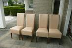 4 eetkamerstoelen hoge rug beige, Ophalen, Gebruikt, Overige kleuren, Hout
