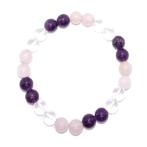 Armband Gouden driehoek Bergkristal - Amethist - Rozenkwarts, Ophalen of Verzenden, Mineraal