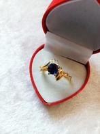 Mooie Goud Doublé Ring met Blauw en witte Swarovski Kristall, Verzenden, Overige materialen, Ring, Verguld