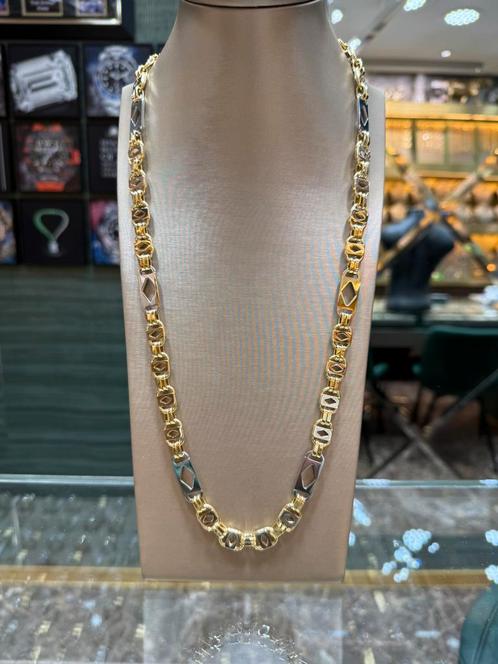 18Kt Goud - 94 Gr - Platte magnum - Ketting, Sieraden, Tassen en Uiterlijk, Kettingen, Nieuw, Goud, Ophalen