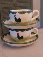 Zeller keramiek kip en haan kop en schotel(2), Antiek en Kunst, Ophalen of Verzenden