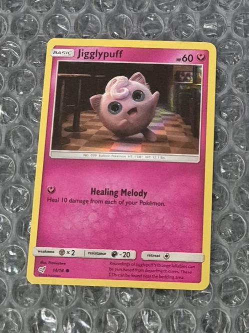 Holo Foil Jigglypuff 14/18 Detective Pikachu Sun & Moon Poke, Hobby en Vrije tijd, Verzamelkaartspellen | Pokémon, Zo goed als nieuw