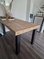 Eettafel stalen poten houten blad 160x90x78,5, Huis en Inrichting, Tafels | Eettafels, Ophalen, 50 tot 100 cm, Zo goed als nieuw