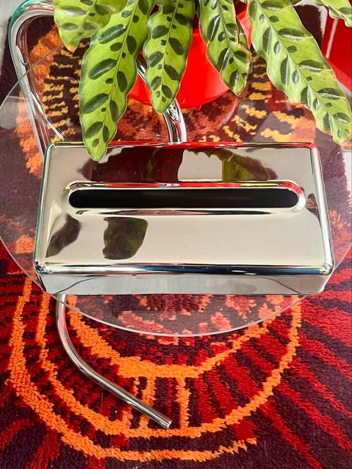 Vintage tissuebox-houder chrome minimalistisch design HEMA, Huis en Inrichting, Woonaccessoires | Overige, Zo goed als nieuw, Ophalen of Verzenden