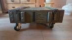 Stoere legerkist op wielen - Uniek item!, Gebruikt, 50 tot 100 cm, Vintage, 50 tot 100 cm