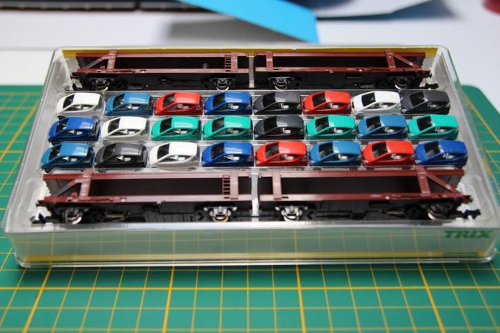 Minitrix 15207 set autotransportwagons, Hobby en Vrije tijd, Modeltreinen | N-Spoor, Zo goed als nieuw, Wagon, Gelijkstroom, Trix