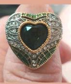 Zilveren ring hart emerald maat 17, Verzenden, Nieuw, Zilver, Zilver