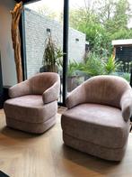 2 x draaifauteuil rihanna zitmaxx taupe velvet ZGAN, Ophalen, 75 tot 100 cm, Zo goed als nieuw, Stof