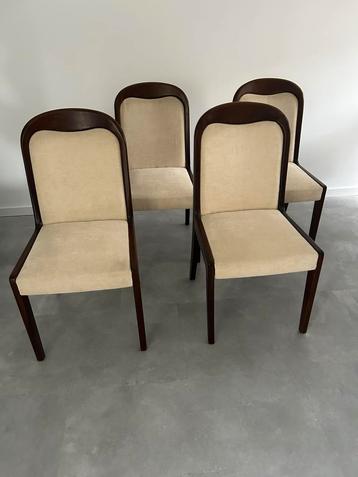 Vintage Japandi stoelen palissander hout beige wit bekleding beschikbaar voor biedingen