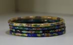 Vintage cloisonné armbanden beige-zwart-groen-blauw met goud, Sieraden, Tassen en Uiterlijk, Armbanden, Ophalen of Verzenden, Zo goed als nieuw