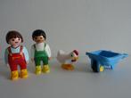 Playmobil 123 boer en boerin, kip en kruiwagen, Ophalen of Verzenden, Zo goed als nieuw, Los playmobil