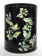 XL Groot vintage blik blikje vogel vogels zwart geel groen, Verzenden, Gebruikt, Overige, Overige merken