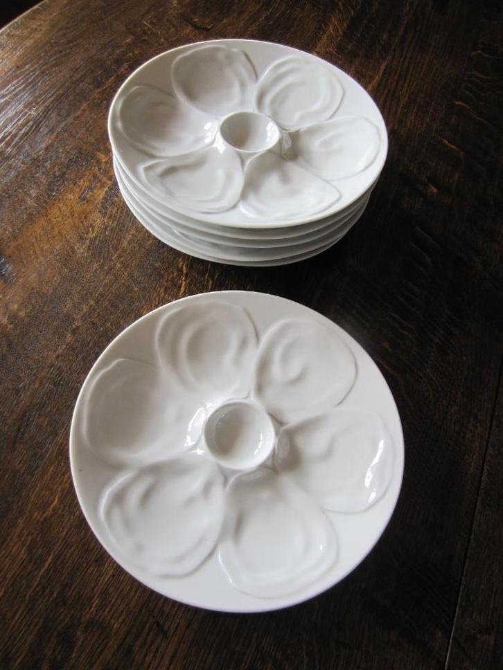 Zes Schönwald Germany porselein oesterborden- wit, Huis en Inrichting, Keuken | Servies, Zo goed als nieuw, Bord(en), Effen, Porselein