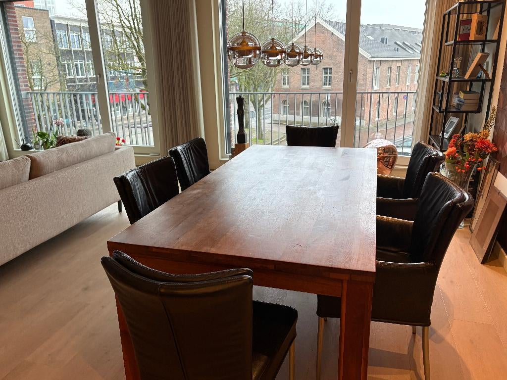 notenhouten eettafel, Huis en Inrichting, Ophalen, 100 tot 150 cm, 200 cm of meer, Zo goed als nieuw