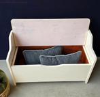 Klepbankje - Opbergbankje - Wit houten kinder bankje, Gebruikt, Wit, Onbekend, Ophalen of Verzenden