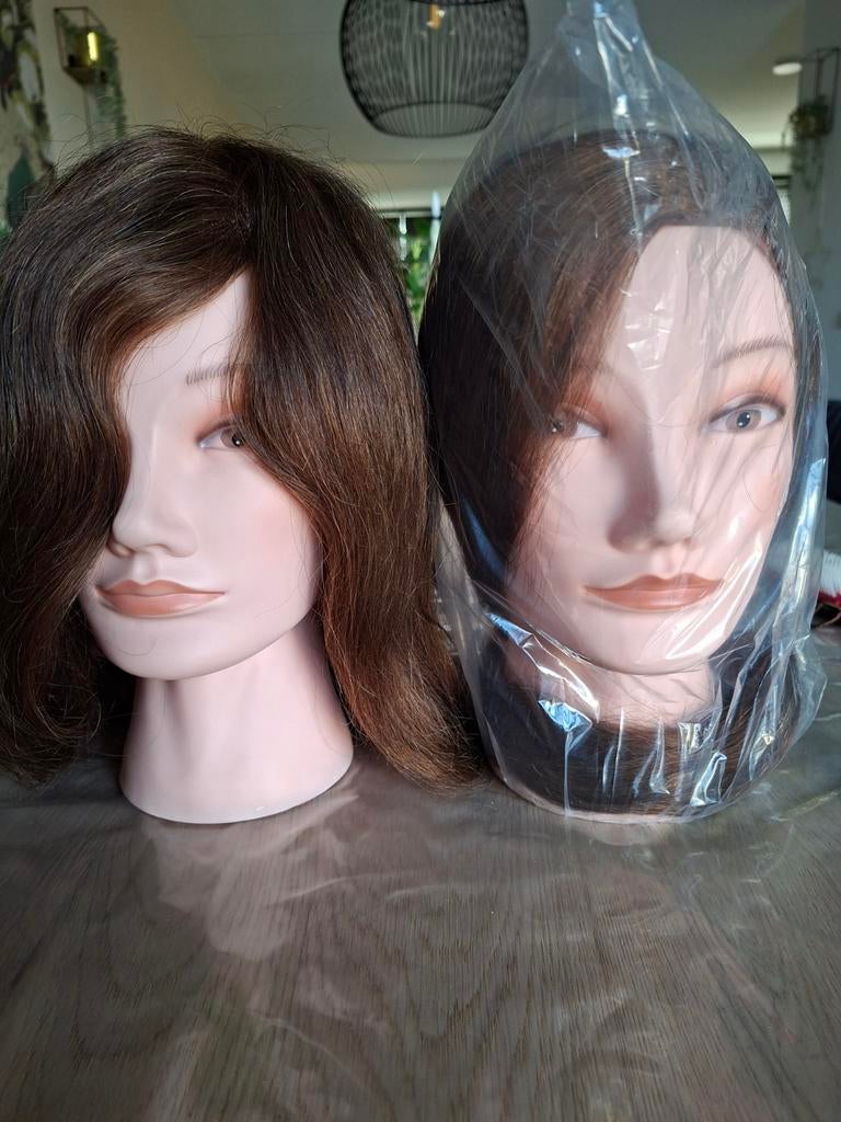 Kappershoofd/oefenhoofd met 100% menselijk haar., Sieraden, Tassen en Uiterlijk, Uiterlijk | Haarverzorging, Ophalen of Verzenden