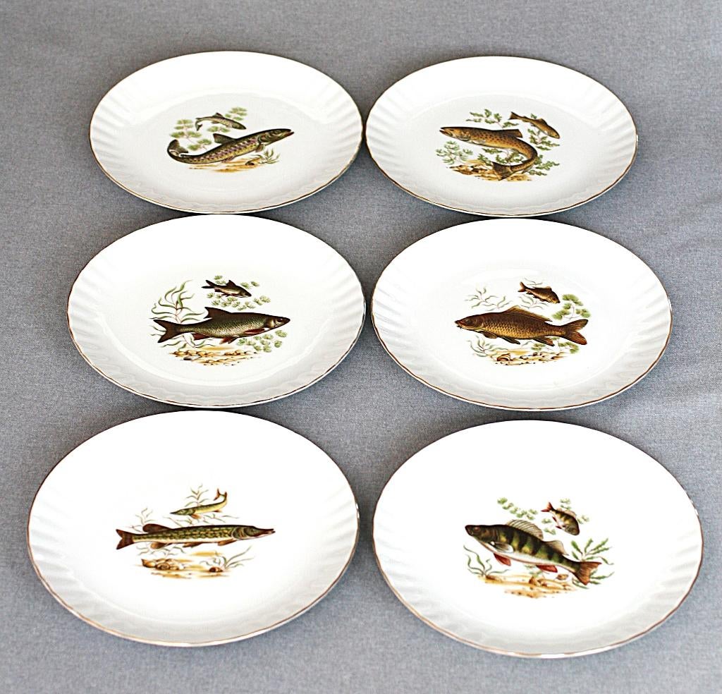 Vintage Bavaria Wunsiedel Zoetwater vis Borden jaren 60/70, Ophalen of Verzenden