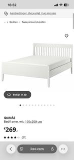 Ikea Idanas bed 160x200 wit, gloed nieuw in doos, Ophalen, Wit, 200 cm, 160 cm