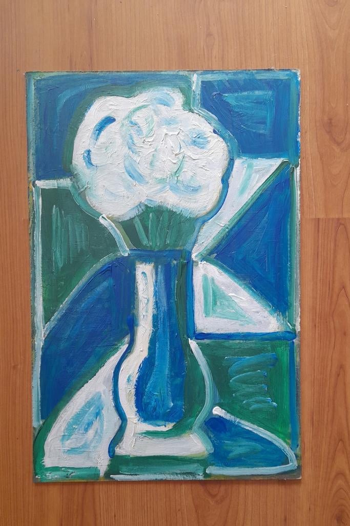 Vaas bloemen schilderij, Antiek en Kunst, Ophalen of Verzenden