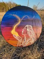 Sjamaanse geitenvel drum XL 80cm handbeschilderd, Ophalen