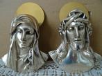 Stel antieke of vintage plaquettes reliëfs Maria Jezus 14cm, Ophalen of Verzenden