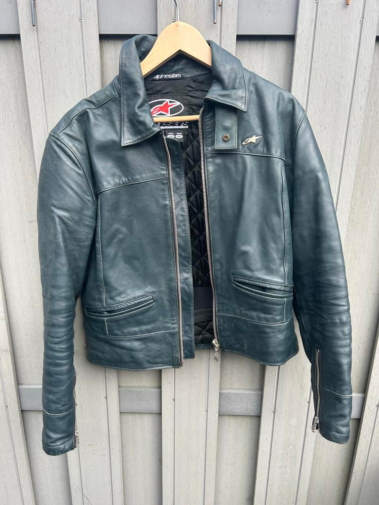 Alpinestars groene leren motorjas, Motoren, Kleding | Motorkleding, Ophalen, Tweedehands, Dames, Jas | leer