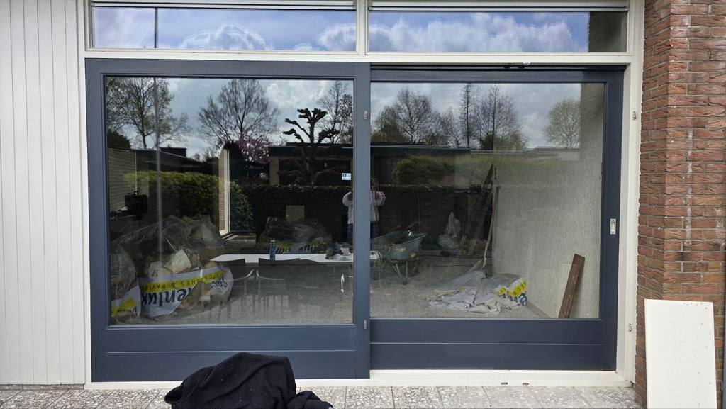 Hardhouten Schuifpui met Dubbel Glas en Ventilatie, Ophalen, Gebruikt, 225 cm of meer, Inclusief glas