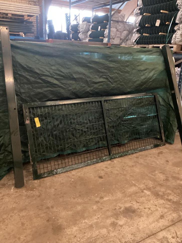 Enkele Dubbelstaafmatpoort Groen, Tuin en Terras, Tuinpoorten, Zo goed als nieuw, Draaipoort, IJzer, 100 tot 150 cm, 200 cm of meer