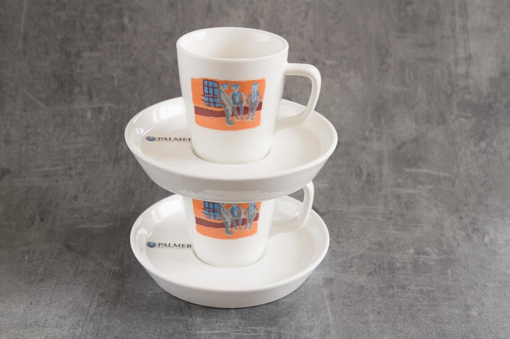 2x originele Palmer kop en schotel - Piet Stockmans, Ophalen, Zo goed als nieuw, Overige stijlen, Kop(pen) en/of Schotel(s)