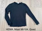 Hema Ribgebreid Shirt Zwart Maat 98/104, Kinderen en Baby's, Kinderkleding | Maat 98, Meisje, Ophalen of Verzenden, Zo goed als nieuw