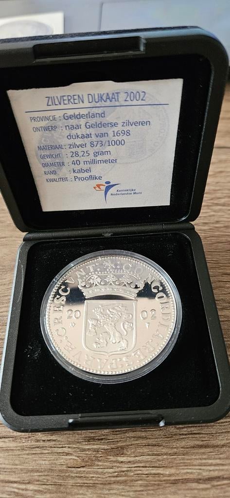 Zilveren Dukaat 2002 Gelderland proof in orginele doosje, Koningin Beatrix, Zilver, Losse munt, Overige waardes