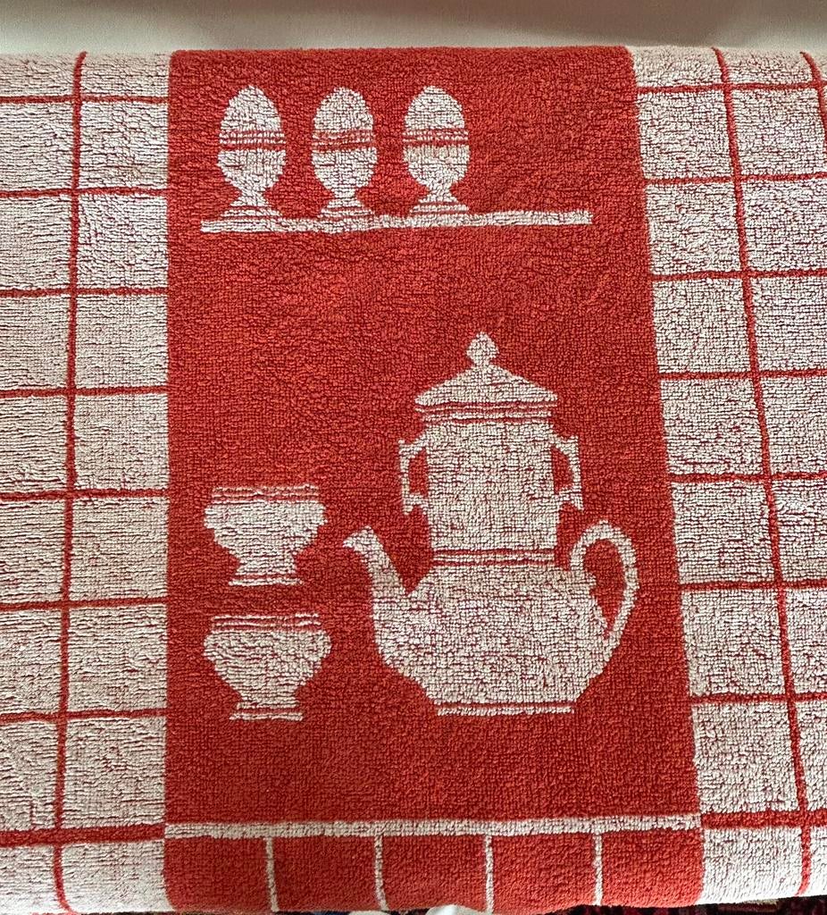 Vintage handdoek, Ophalen of Verzenden, Zo goed als nieuw, Rood, Theedoek of Handdoek