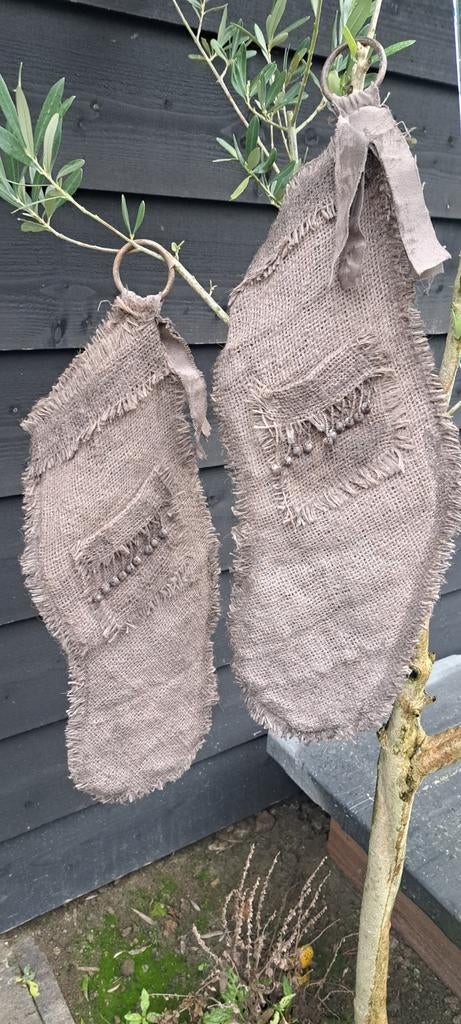 Stoere sobere (kerst)sokken. Jute met kralen versiersels. 2x, Ophalen of Verzenden, Nieuw