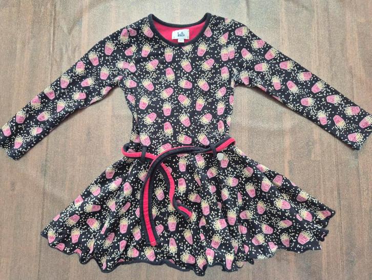 LoFff jurk maat 104 met popcorn print, Kinderen en Baby's, Kinderkleding | Maat 104, Zo goed als nieuw, Meisje, Jurk of Rok, Ophalen of Verzenden