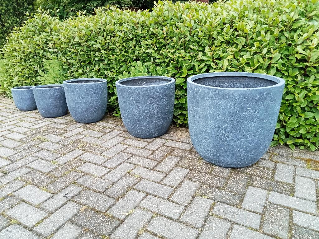 Arizona potten fybre clay in vijf maten nieuw., Tuin en Terras, Bloempotten, Overige materialen, 40 cm of meer, Rond, Nieuw