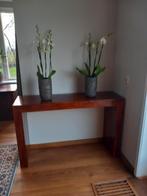 Supermooie Mahonie houten side table, 100 tot 150 cm, Ophalen of Verzenden, Zo goed als nieuw, 25 tot 50 cm