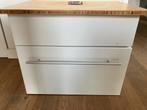 Witte badkamer wastafel kast met los Ikea Tolken Bamboe blad, Huis en Inrichting, Badkamer | Badkamermeubels, Gebruikt, Minder dan 100 cm