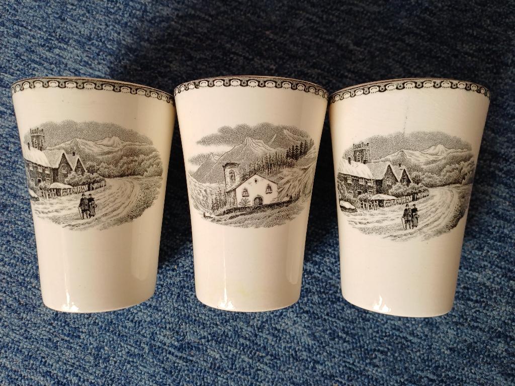 3 bekers drinkbekers Maestricht Societe Ceramique Landschap, Ophalen of Verzenden