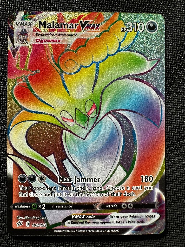 Malamar VMAX - Full Art Rainbow Rare - 198/192 Rebel Clash -, Verzenden, Zo goed als nieuw, Losse kaart, Foil